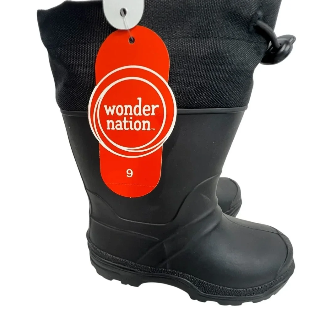Wonder Nation Unisex Size 9 Black Winter Insulated To  -25 degrees‎ Rubber Boots